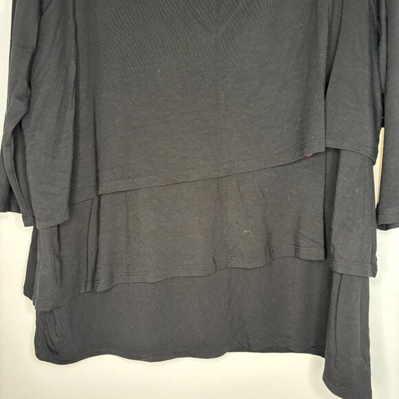 CHICO'S NEW Supremely Soft Triple Layer Top Womens L 3/4 Sleeve Black - Picture 6 of 8
